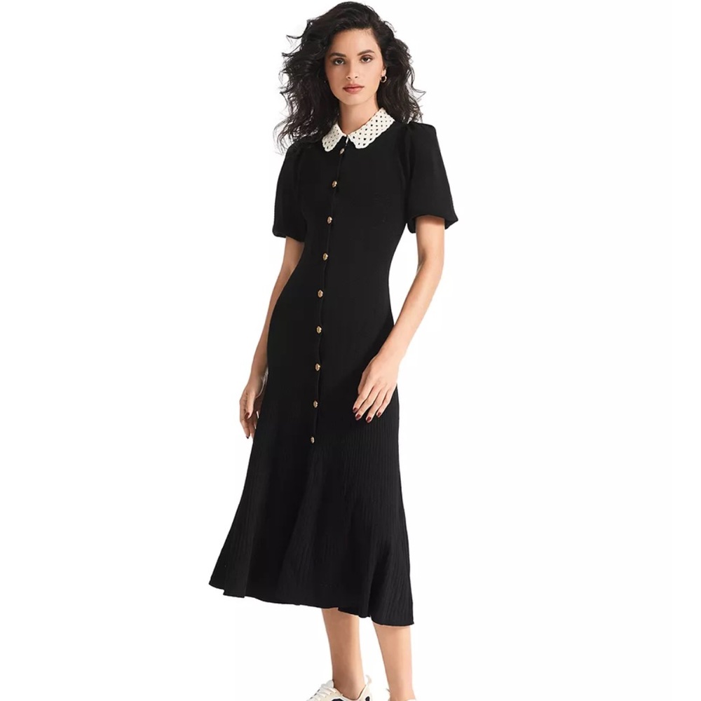 Sandro
Villa Crochet Collar Midi Dress Exclusive